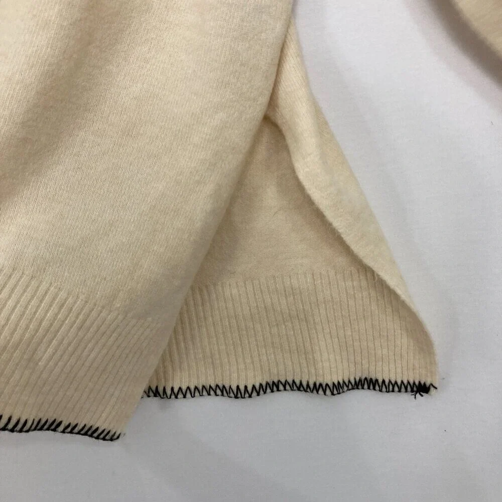 New‎ BKE XL Cream Black Turtle Neck Soft Relaxed Artsy Asymmetric Sweater